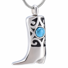 IJD9989 Inlay Blue Stone Boots Stainless Steel Cremation Jewelry Ashes Holder Keepsake Memorial Urn Pendant For Women +Funnel 2024 - buy cheap