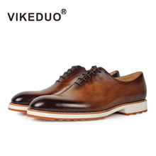 Vikeduo 2020 Handmade Retro Shoe Fashion Luxury Formal Party Wedding Male Dress Shoe Genuine Leather Men Oxford Patina Zapatos 2024 - buy cheap