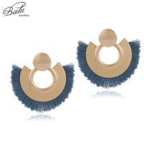 Badu-pendientes grandes dorados con borlas de algodón para mujer, aretes colgantes de color azul marino, joyería Vintage de Metal pesado 2024 - compra barato