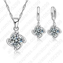 Free Shipping Lady's Jewelry 925 Sterling Silver Shinny Cubic Zircon Pendant Wedding Jewelry Sets 2024 - buy cheap