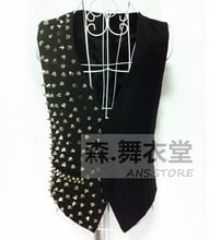 M-xxxl ! 2021 Men's New Slim Fashion Vests Male Singer Ds Gold Rivet Vest Costumes Stage Costumes Fashion Jacket 2024 - buy cheap