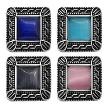 New KZ1321 Beauty 18MM Square Vintage cat eye Metal snap buttons for DIY snap jewelry charm wholesale 2024 - buy cheap