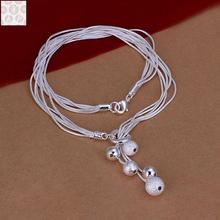 N925 Sterling Silver color Jewelry Multi Balls Necklace Free Shipping Brand New One Pcs RM0222 2024 - buy cheap