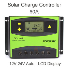 Foxsur pv-controlador de carga solar, painel solar com regulador de descarga e alta potência, 50a, 60a, pwm, 12v e 24v 2024 - compre barato