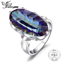 JewelryPalace 10ct Mystic Blue Rainbow Topas Cocktail Ring Concave Genuine Solid 925 Sterling Silver Charm Vintage Gift Jewelry 2024 - buy cheap