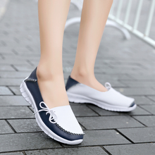 PUPUDA Womens Casual Shoes Soft Lightweight Slip On Sneakers Female 2019 Fashion Flat Leather Shoes Ladies Wide Comfy Loafers 2024 - buy cheap
