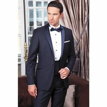 Brand New Groomsmen Shawl Satin Lapel Groom Tuxedos Navy Blue Men Suits Wedding Best Man Blazer (Jacket+Pants+Tie+Vest) B988 2024 - buy cheap