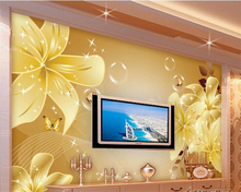 Beibehang-papel tapiz personalizado, mural de Foto 3d, lirio dorado, Fondo de TV, pared, sala de estar, dormitorio, papel de pared 3d 2024 - compra barato