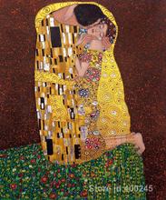 Golden Oil Paintings by Gustav Klimt The Kiss Full View Reproductions Romantic bedroom art Hand painted High quality 2024 - buy cheap