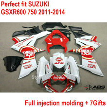 Fairing kit for Suzuki injection molding GSXR600/750 11 12 13 14 white red fairings set GSXR600/750 2011 2012 2013 2014 IY10 2024 - buy cheap