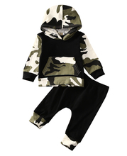 Ropa de estilo de otoño para bebé, conjuntos de ropa de camuflaje de bebés, sudadera de camuflaje con capucha, Tops, pantalones largos, conjunto de 2 uds., 2016 2024 - compra barato