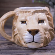Taza 3D pintada a mano con Taza de Café de Cerámica de León, vaso de regalo con personalidad, 300ML 2024 - compra barato