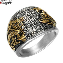Мужское и женское Винтажное кольцо скорпиона, обручальные кольца из нержавеющей стали с кубическим микро закрепкой орла, ювелирные изделия для подарка 2024 - купить недорого
