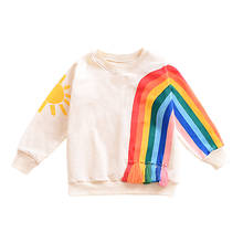 kids long T-shirts cartoon tassel rainbow baby girls Tees casual children clothing Tops new Autumn girls costumes 2024 - buy cheap
