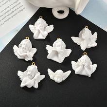 Vintage 30pcs/Lot White Resin Cabochon Cute Wings Angel Baby Charms Pendants Ornament Accessories Earring Necklace Pendants 2024 - buy cheap