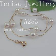 7-8mm Natural Fresh Water Pearls Made S925 Silvers Chain in Gold Color  Necklace.Charming Women Gift Wedding Jewelry 2024 - buy cheap