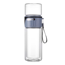 Бутылка для воды в деловом стиле, 400 мл, стеклянная бутылка с фильтром для заварки чая из нержавеющей стали, Спортивная бутылка для воды с двойными стенками 2024 - купить недорого