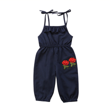 Hot Sale Toddler Kids Baby Girls Sleeveless Strap Flowers Black Romper Jumpsuit Playsuit Outfit Clothes 1-6T 2024 - buy cheap