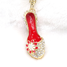 XDPQQ Fashion red paint high heel keychain alloy gold three-dimensional red painted petal car keychain ladies bag keychain 2024 - buy cheap