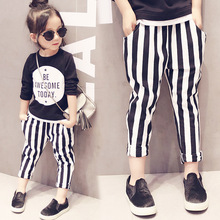 2020 spring new girl classic striped harem pants casual children's feet pants 9 points leggings 2024 - buy cheap