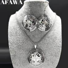 2021 Stainless Steel Necklace Earings Fashion Jewelry Set Women Silver Color Tree of Life Jewelry Set conjuntos de joyas S17S01 2024 - buy cheap