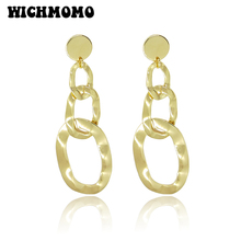 2021 New Trendy 82mm 1 Pair High Quality Zinc Alloy Gold Dangle Geometric Earrings for Girls Party Gifts Accessories 2024 - buy cheap