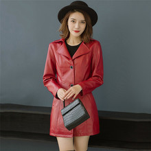 Faux Leather Coat Women Black Red 5XL 6XL Plus Size PU Jacket 2019 New Autumn Winter Korean Fashion Plus Cotton Mom Jacket CX943 2024 - buy cheap