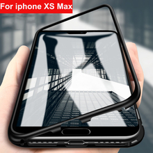 Magnetic Adsorption Metal Case For iphone XS Max Phone Case Magneto Tempered Glass + soft edge back Cover iphoneXS Max Case 6.5" 2024 - buy cheap