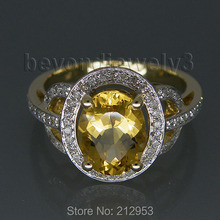 Vintage Oval 7x9mm 14kt Yellow Gold  Yellow Citrine Ring R2004 2024 - buy cheap