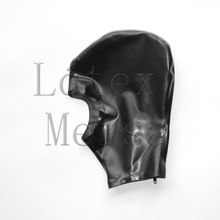 Head latex hoods black rubber masks open nose and mouth with back zip 2024 - buy cheap