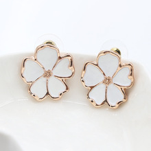 5 White Leaf Clover Flower GoldenFashion Stud Earrings for Women piercing Jewelry 2024 - buy cheap