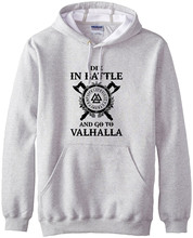 Viking Die In Battle And Go To Valhalla Letters Print Men Sweatshirts 2019 Autumn Winter Warm Fleece Hoodie Hip Hop Sportswear 2024 - buy cheap