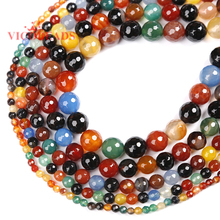 Natural Stone Faceted Mixed Colors  Colorful  Agates Round Beads 4 6 8 10 12MM Pick Size For Jewelry 2024 - buy cheap