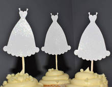GLITTER wedding dress Bridal Shower cupcake toppers birthday baby shower party decoration doughnut foodtoothpicks 2024 - buy cheap