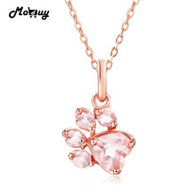 MoBuy MBNI027 Natural Gemstone Rose Quartz Animal Claws Necklace &Pendant 925 Sterling Silver Rose Gold Plated Jewelry For Women 2024 - buy cheap