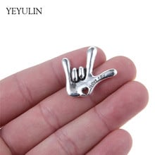 10pcs Vintage Silver Color Tone I LOVE YOU Hand/sign Language Charms Pendant For Lovers Necklace & Bracelet DIY Making 2.5*2.8cm 2024 - buy cheap