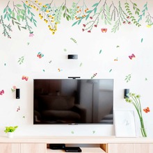 Adesivo de parede decorativo de parede para quartos infantis, folhas, folhas, flores, borboletas, decoração de casa, sala de estar, decalque, arte de parede 2024 - compre barato