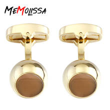 MeMolissa Luxury Shirt Cufflinks for mens Brand cuff button Brown Opals Gold Color cuff links High Quality abotoaduras Jewelry 2024 - buy cheap