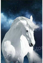 Pintura "cavalo branco" 3d bordado a mão 5d diy pintura diamante em ponto cruz animal pintura decorativa em mosaico 2024 - compre barato