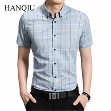 2021 New Arrival Summer Checkered Shirt Men Short Sleeve Shirts Cotton Casual Button Down Shirts Social Chemise Homme 2024 - buy cheap