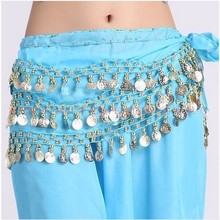 New style Belly dance costumes chiffon gold coins belly dance hip scarf for women belly dancing belt 10kinds of colors 2024 - buy cheap