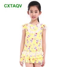 Korean Version Rabbit Print Swimsuit Cute Kids Girls Swimwear Candy Color One Piece Swimming Suits Drifting Hot Spring Beachwear 2024 - buy cheap