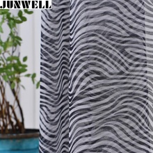 Polyester super soft linen feel voile Curtain Rod Pocket heading Wave Living Room Balcony  Panel tulle Zebra printing 2024 - buy cheap