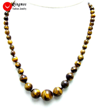 Qingmos натуральный желтый тигровый глаз кулон ожерелье для женщин с 6-12 мм тигровый глаз камень ожерелье ювелирные изделия чокеры 17 "n6042 2024 - купить недорого