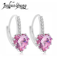 2017 Sweet Heart Stone Multiple Colour Stud Earrings Top Quality Cubic Zircon Wedding Earings Jewelry For Women Oorbellen AE062 2024 - buy cheap