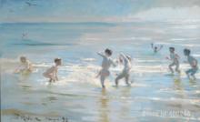 Paintings by Peder Severin Kroyer Boys bathing on a summer evening at Skagen Beach modern art Hand painted High quality 2024 - buy cheap
