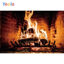 Yeele Fireplace Red Bricks Flame Warm Vitality Wood Photography Backdrops Personalized Photographic Backgrounds For Photo Studio 2024 - buy cheap