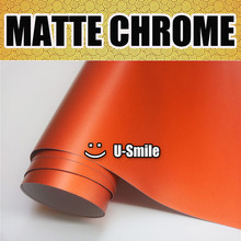 Premium Satin Matte Chrome Orange Vinyl Car Wrap Bubble Free Car Styling 2024 - buy cheap