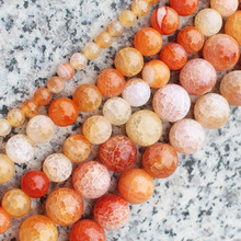 8-14mm Natural Round Crackle Red Orange Carnelian Agates Stone Beads For Jewelry Making Beads Bracelets For Women 15'' DIY Beads 2024 - buy cheap