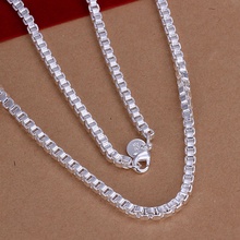Collar de plata de 18 pulgadas con caja de temperamento, joyería de lujo, exquisita y noble, color plateado, N016 2024 - compra barato
